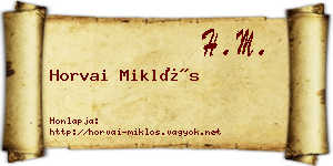 Horvai Miklós névjegykártya