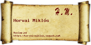 Horvai Miklós névjegykártya